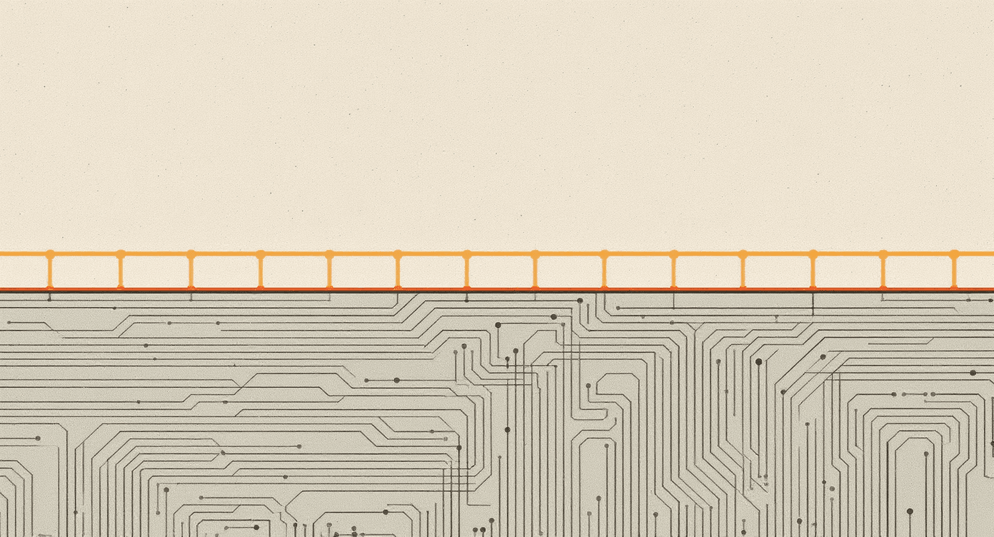 Editorial illustration of a small AI coding task hiding a larger project-state problem.