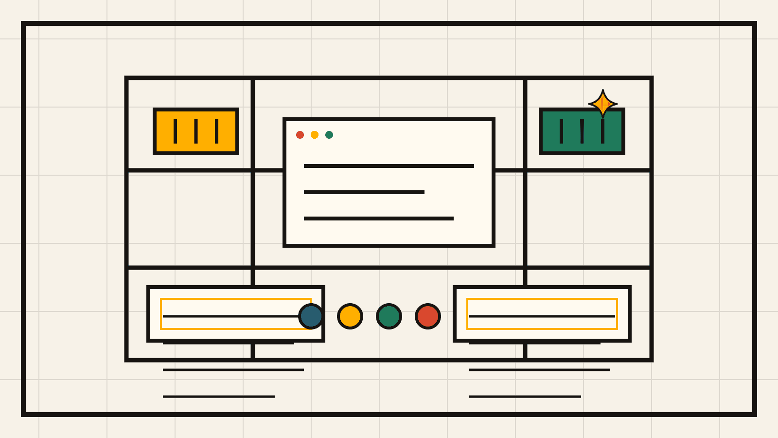 An operating layer of ledgers, handoffs, and review gates holding state outside a model window.