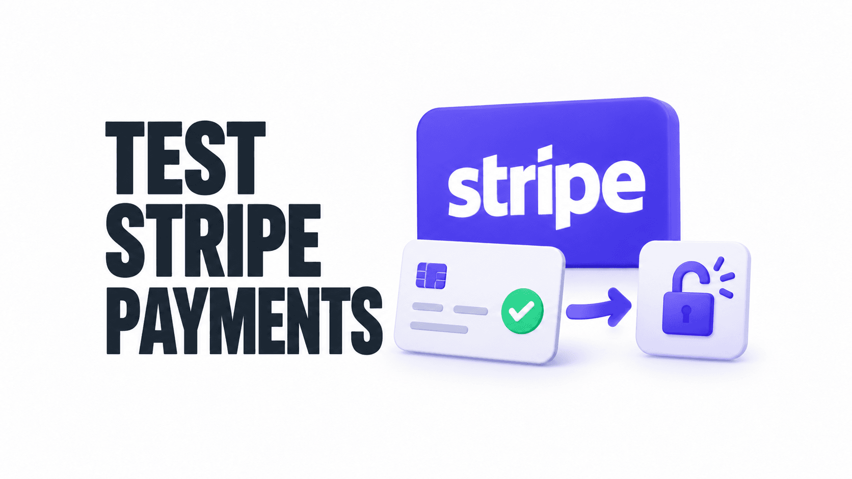 TEST STRIPE PAYMENTS appears beside the Stripe wordmark and a checked payment connected to an unlocked app feature.